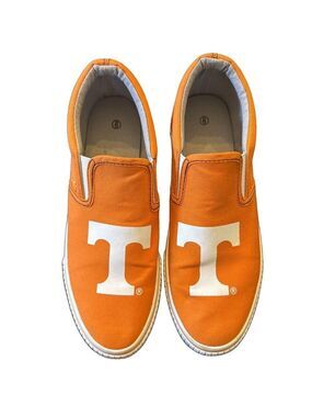 Orange and White University of Tennessee Slip-On Canvas Tennis Shoes. Size 9